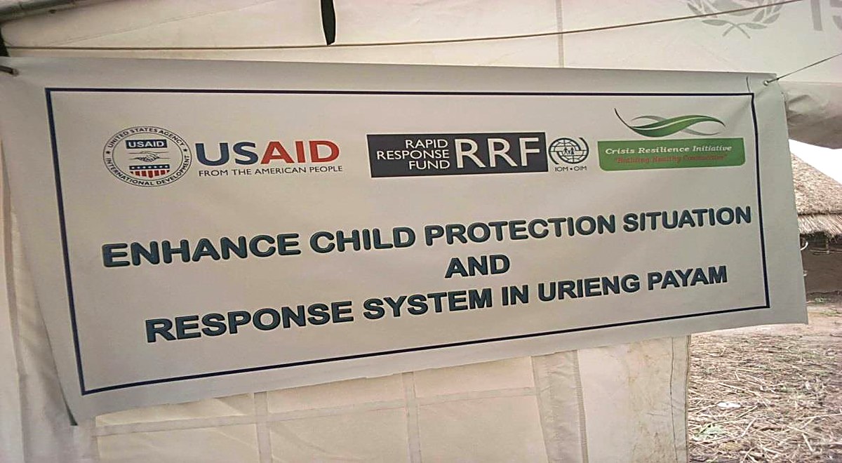 CRI child protection banner in Urieng Payam